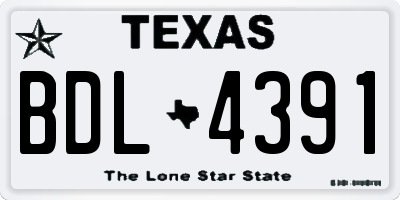 TX license plate BDL4391