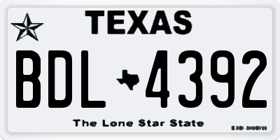 TX license plate BDL4392