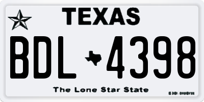 TX license plate BDL4398