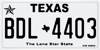 TX license plate BDL4403