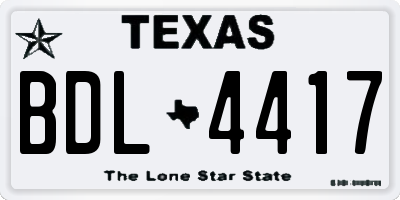 TX license plate BDL4417