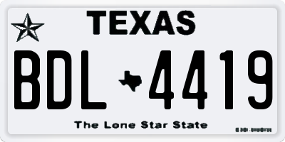 TX license plate BDL4419
