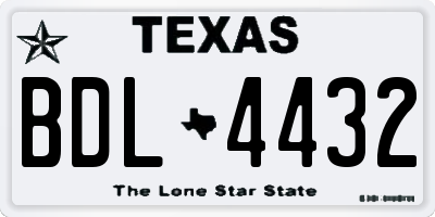 TX license plate BDL4432