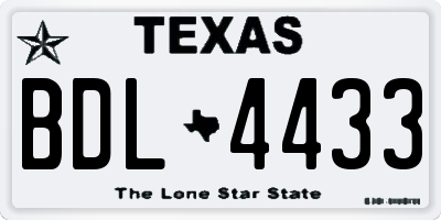 TX license plate BDL4433