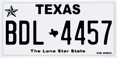 TX license plate BDL4457