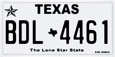 TX license plate BDL4461