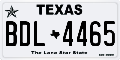 TX license plate BDL4465