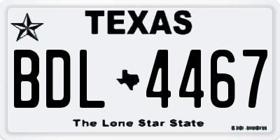 TX license plate BDL4467