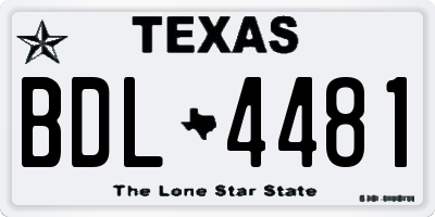 TX license plate BDL4481