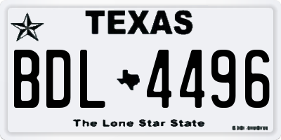 TX license plate BDL4496
