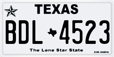 TX license plate BDL4523