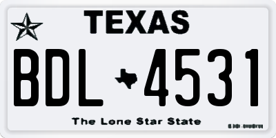TX license plate BDL4531