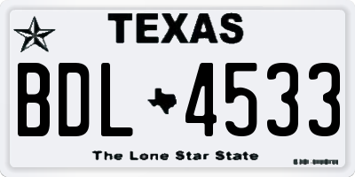 TX license plate BDL4533