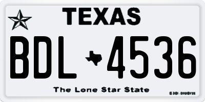 TX license plate BDL4536