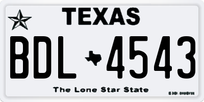 TX license plate BDL4543