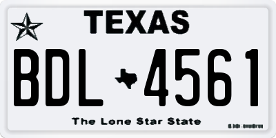 TX license plate BDL4561