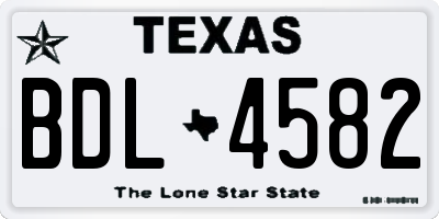 TX license plate BDL4582