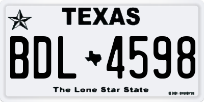 TX license plate BDL4598