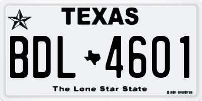 TX license plate BDL4601