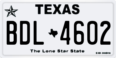 TX license plate BDL4602