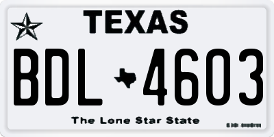TX license plate BDL4603