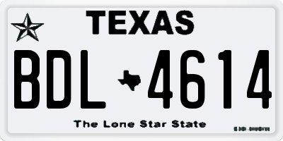 TX license plate BDL4614