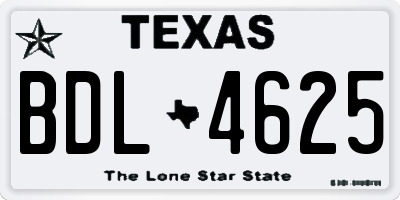 TX license plate BDL4625