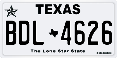 TX license plate BDL4626