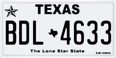 TX license plate BDL4633