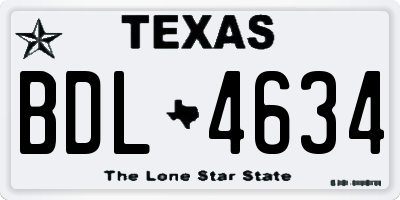 TX license plate BDL4634