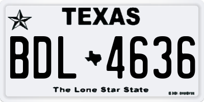 TX license plate BDL4636