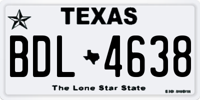 TX license plate BDL4638
