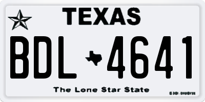 TX license plate BDL4641