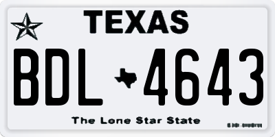 TX license plate BDL4643