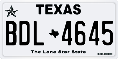 TX license plate BDL4645