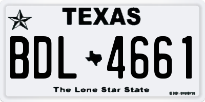 TX license plate BDL4661