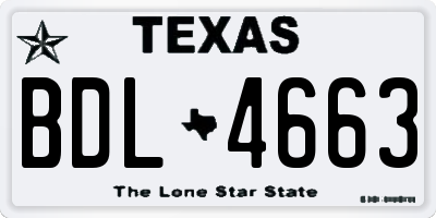 TX license plate BDL4663