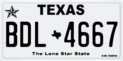 TX license plate BDL4667