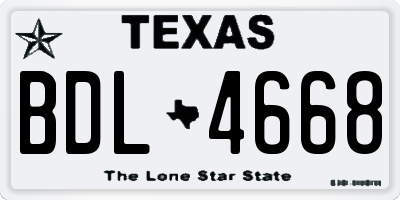 TX license plate BDL4668