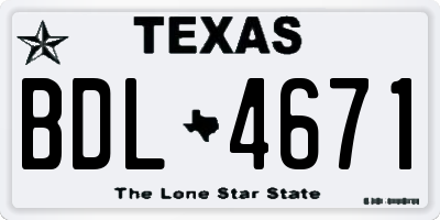 TX license plate BDL4671