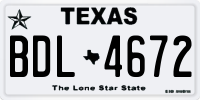 TX license plate BDL4672