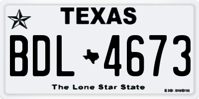 TX license plate BDL4673