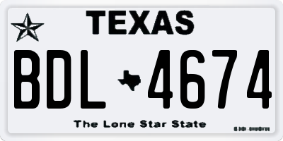 TX license plate BDL4674