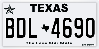 TX license plate BDL4690