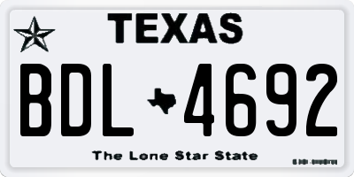 TX license plate BDL4692