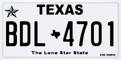 TX license plate BDL4701