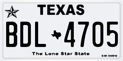 TX license plate BDL4705