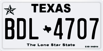 TX license plate BDL4707