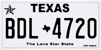TX license plate BDL4720