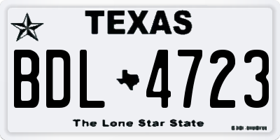 TX license plate BDL4723